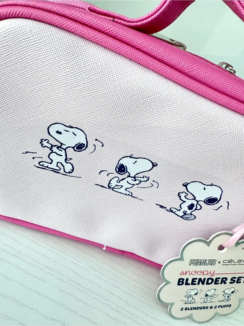 Peanuts x Celavi Pink Snoopy Blender Set with  Cosmetic Case